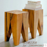 美式乡村实木凳子矮凳创意个性座椅设计师矮椅 茶几木墩边几角几