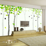 现代简约清新大型壁画小鸟绿树立体壁纸客厅沙发卧室电视背景墙纸