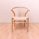 伊姆斯创意个性Y形叉骨椅简约手工编织椅设计师休闲餐椅实木椅子