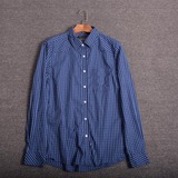 2016春装男装新品外贸原单纯棉基本款男式格子长袖衬衣衬衫
