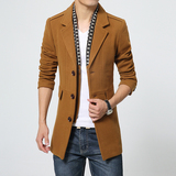 羊毛呢子男士夹克中长款韩版加厚风衣修身型英伦大衣外套男青年潮