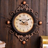 创意钟表挂钟客厅钟 欧式壁钟时尚复古时钟静音 个性铁艺大壁挂钟