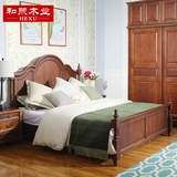 美式乡村实木床定制家具1.8米双人床白蜡木新古典简约欧式现代婚