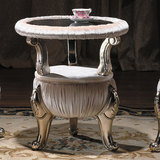欧式圆形钢化玻璃茶几角几客厅时尚简约高档实木茶桌小桌子书报桌