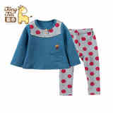 童泰婴儿衣服秋季保暖套装女宝宝儿童胸开居家内衣裤两件套00118