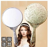 韩国进口 GS公主镜子化妆镜手柄镜子随身梳妆镜复古雕花 美容院