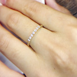 18K黄金钻石戒指 群镶14分钻石排钻戒指玫瑰金豆豆臂钻石结婚戒指