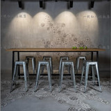 loft咖啡厅桌椅组合休闲酒吧桌椅铁艺复古实木高脚桌星巴克吧台