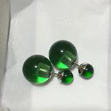 Dior迪奥 专柜代购经典透明琉璃绿色大小珍珠耳环 耳钉