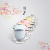 【天天特价】彩色陶瓷花茶杯子 玻璃过滤带盖加厚泡茶具马克套杯