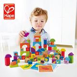 德国进口hape宝宝益智积木120粒场景拼搭积木儿童木制玩具12个月