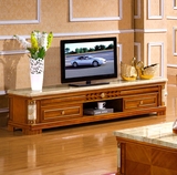 欧式天然大理石电视柜现代简约实木地柜茶几组合客厅家具
