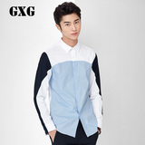 GXG男装 秋季新品男士韩版修身衬衣休闲长袖衬衫男薄款#63803018