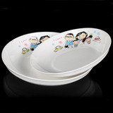 特价满包邮盘子陶瓷骨瓷菜盘子卡通一家人创意圆形菜盘饭盘水果盘