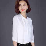 2016新款三彩气质女装夏装韩版衬衫袖款新款长袖衬衣春季女衬衫