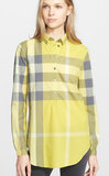美国代购Burberry女装时尚柔软舒适纯棉格子衬衫英伦新款长袖衬衣