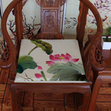 水墨画荷花中国风新中式坐垫复古红木沙发椅垫餐椅垫加厚座垫定做