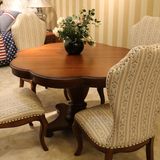 欧式餐桌1.2米美式实木圆形餐桌 现代简约6人餐桌椅组合吃饭桌子