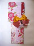 人气日本原单和服浴衣粉色清新花朵樱花 日式和风和服浴衣套装