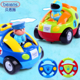 贝恩施儿童益智遥控汽车玩具 男孩方向盘小型迷你四驱赛车玩具