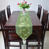 中式黄色植物花卉花色绿色紫色蓝色床旗装饰布红色桌旗特价茶几旗