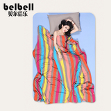 belbell彩虹条纹全棉针织盖毯 纯棉夏凉被单人毛巾被双人空调毯子