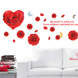 超立体感玫瑰花墙贴花 客厅电视沙发背景墙贴画 婚房卧室墙壁贴纸