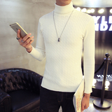 冬季韩版男士针织衫套头毛衣羊毛衫纯色修身高领羊绒衫紧身打底衫