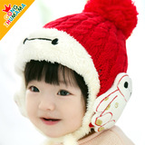 婴儿帽子宝宝帽子男女宝宝冬季童帽大白加绒护耳帽冬天套头帽