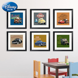 墙蛙 迪士尼汽车总动员客厅装饰画卧室挂画儿童房卡通有框壁画