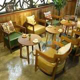 北欧咖啡厅桌椅组合 实木围椅 西餐厅桌椅简约餐桌奶茶店桌椅组合
