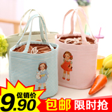 可爱日本保温学生圆桶带饭便当包饭盒袋 防水圆形手提盒饭午餐包