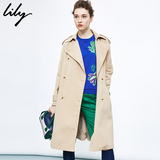 lily正品代购 2016春新款浅色修身中长款风衣外套  116110C1225