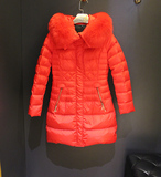 百丝BCVOGA专柜正品2015冬装红色洋气修身中长款羽绒B509RC0297