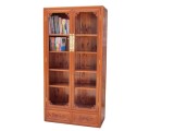 超值书柜纯实木整装储物柜带门收纳柜简约中式雕花橱柜玻璃门书柜