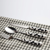 不锈钢西餐餐具牛排甜品刀叉勺三件套 加厚不锈钢西餐刀叉陶瓷柄