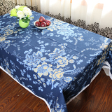 青花瓷桌布台布 棉麻中国风布艺茶几布民族风餐桌布盖布蓝色印花