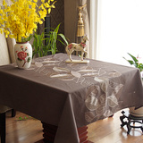 外贸 美式 欧式 新古典田园  刺绣叶子 大餐桌布 盖布 多规格2色