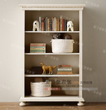 美式乡村书柜 法式橡木实木家具白色复古多层书柜儿童书橱定制