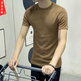夏季针织衫男短袖冰丝圆领t恤 青少年韩版修身纯棉休闲打底衫潮流