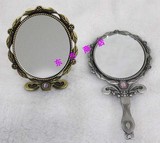 韩国进口正品高档锡玫瑰折叠手镜 复古手柄便携用镜 随身化妆镜子