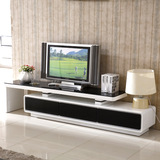 简约钢化玻璃电视柜组合 电视墙柜地柜可伸缩黑白烤漆电视柜