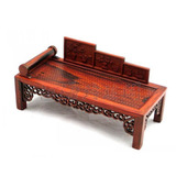 江海玲珑 红木雕明清微型古典小家具模型摆件 红酸枝贵妃椅 榻 床