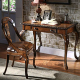 特价欧美式乡村实木办公书桌手工雕刻台式电脑桌写字台真皮木质凳