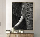 复古做旧黑白一只大象鼻子特写艺术摄影装饰画无框画客厅挂画壁画