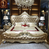 悦享人生 新古典欧式真皮床主人房婚床双人床全实木雕花法式床878