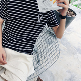 几物 韩国夏季青少年卡通兔子印花圆领条纹海魂衫短袖T恤男女潮款