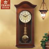 霸王中式挂钟客厅实木石英钟欧式创意复古摆钟仿古静音摇摆壁钟