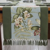 馨相伴中式餐桌旗古典田园棉麻布艺欧美床旗现代简约长条茶几盖巾