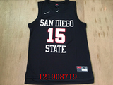 球衣 NCAA大学版15号科怀 伦纳德 黑色球衣 新面料刺绣篮球服